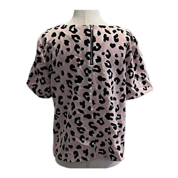 W5 Anthropologie Womens Pink Black Cheetah Print Short Sleeve Top Size Medium - Picture 4 of 9